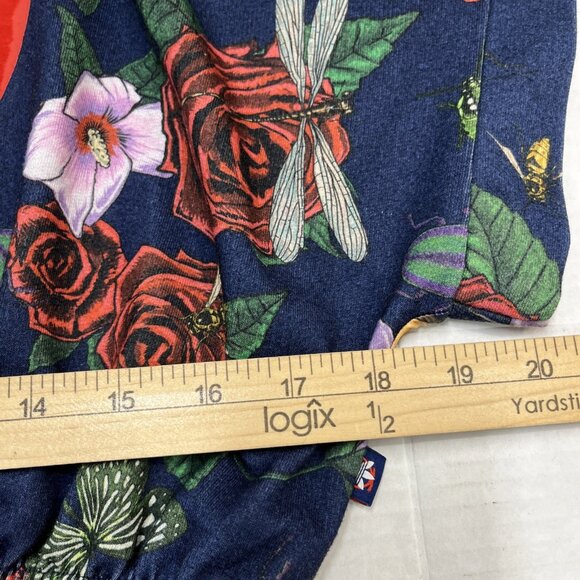 Adidas x Rita Ora Top Womens S Blue‎ Floral Cropped TShirt Athleisure Athletic - Picture 4 of 7